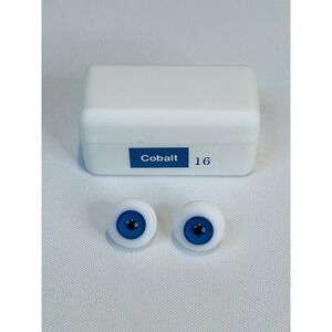 Glass Doll Eyes Tallina's Hand Blown Pair 16mm Cobalt Blue